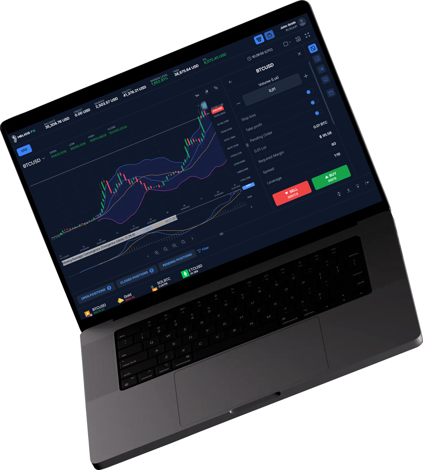 trading platform on laptop